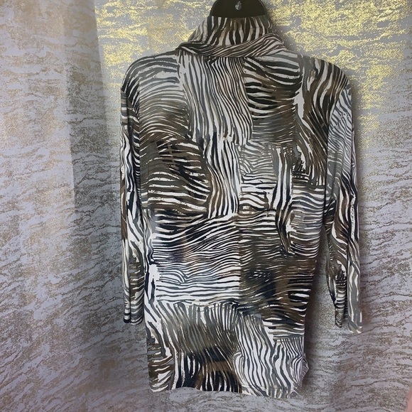 Bellissima Brown/Cream Animal Print 3/4 sleeve Blouse Size XL - Picture 7 of 11
